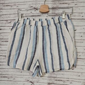 Madewell High Waist Blue and White Striped Shorts